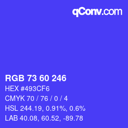 颜色代码: RGB 73 60 246 | qconv.com