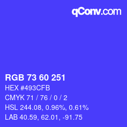 カラーコード: RGB 73 60 251 | qconv.com