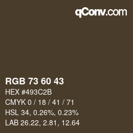 カラーコード: RGB 73 60 43 | qconv.com