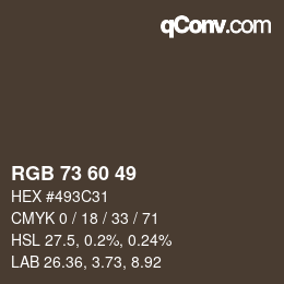 颜色代码: RGB 73 60 49 | qconv.com