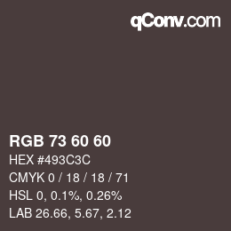 颜色代码: RGB 73 60 60 | qconv.com