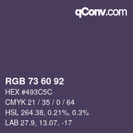 カラーコード: RGB 73 60 92 | qconv.com