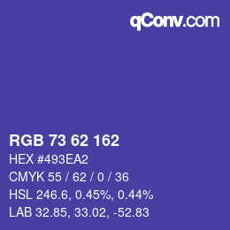 Color code: RGB 73 62 162 | qconv.com