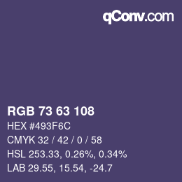 Farbcode: RGB 73 63 108 | qconv.com