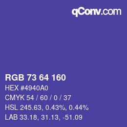 Color code: RGB 73 64 160 | qconv.com