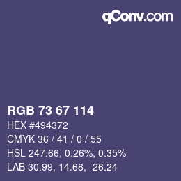 Color code: RGB 73 67 114 | qconv.com