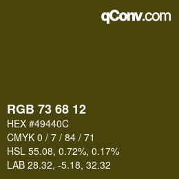 Color code: RGB 73 68 12 | qconv.com