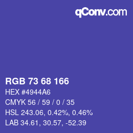 Color code: RGB 73 68 166 | qconv.com