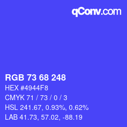 Color code: RGB 73 68 248 | qconv.com