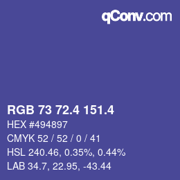 カラーコード: RGB 73 72.4 151.4 | qconv.com