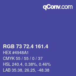 カラーコード: RGB 73 72.4 161.4 | qconv.com