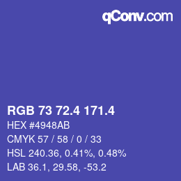 カラーコード: RGB 73 72.4 171.4 | qconv.com