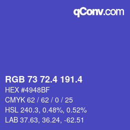 カラーコード: RGB 73 72.4 191.4 | qconv.com