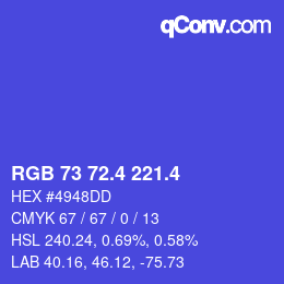 カラーコード: RGB 73 72.4 221.4 | qconv.com