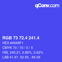カラーコード: RGB 73 72.4 241.4 | qconv.com