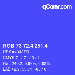 カラーコード: RGB 73 72.4 251.4 | qconv.com