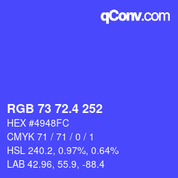 カラーコード: RGB 73 72.4 252 | qconv.com