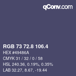 カラーコード: RGB 73 72.8 106.4 | qconv.com