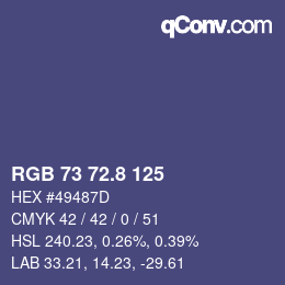 Color code: RGB 73 72.8 125 | qconv.com