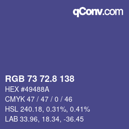 Color code: RGB 73 72.8 138 | qconv.com