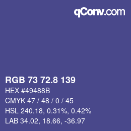 Color code: RGB 73 72.8 139 | qconv.com