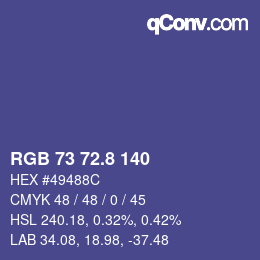 Color code: RGB 73 72.8 140 | qconv.com