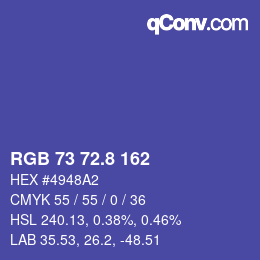 Color code: RGB 73 72.8 162 | qconv.com