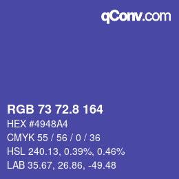 Color code: RGB 73 72.8 164 | qconv.com