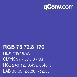 Color code: RGB 73 72.8 170 | qconv.com