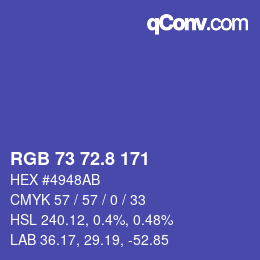 Color code: RGB 73 72.8 171 | qconv.com