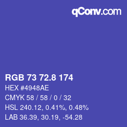 Color code: RGB 73 72.8 174 | qconv.com