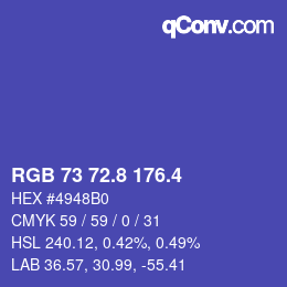 カラーコード: RGB 73 72.8 176.4 | qconv.com