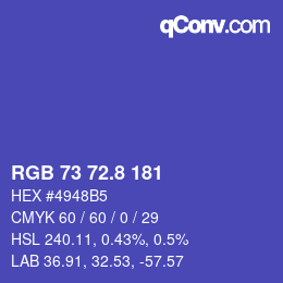 Color code: RGB 73 72.8 181 | qconv.com