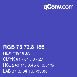 Color code: RGB 73 72.8 186 | qconv.com