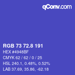 Farbcode: RGB 73 72.8 191 | qconv.com