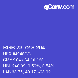 カラーコード: RGB 73 72.8 204 | qconv.com