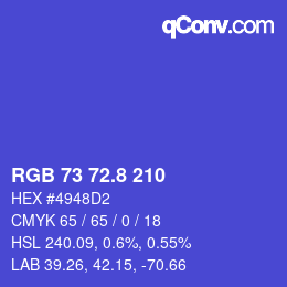 カラーコード: RGB 73 72.8 210 | qconv.com
