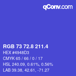 カラーコード: RGB 73 72.8 211.4 | qconv.com