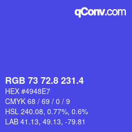 カラーコード: RGB 73 72.8 231.4 | qconv.com