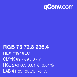 カラーコード: RGB 73 72.8 236.4 | qconv.com