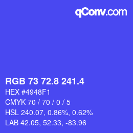 カラーコード: RGB 73 72.8 241.4 | qconv.com