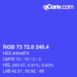 カラーコード: RGB 73 72.8 246.4 | qconv.com