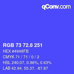 カラーコード: RGB 73 72.8 251 | qconv.com