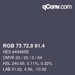 カラーコード: RGB 73 72.8 91.4 | qconv.com