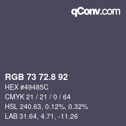 Color code: RGB 73 72.8 92 | qconv.com