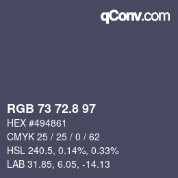 Color code: RGB 73 72.8 97 | qconv.com