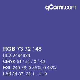 颜色代码: RGB 73 72 148 | qconv.com