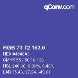 カラーコード: RGB 73 72 163.6 | qconv.com