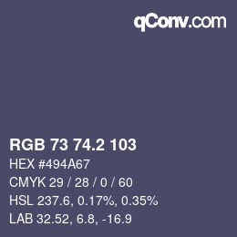 Color code: RGB 73 74.2 103 | qconv.com
