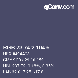 カラーコード: RGB 73 74.2 104.6 | qconv.com